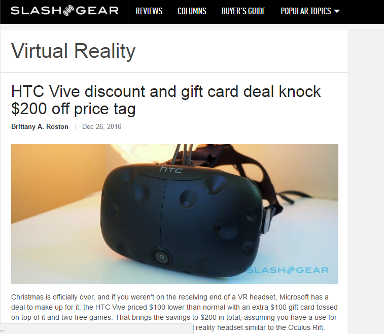 Slash Gear - Best Virtual Reality Websites
