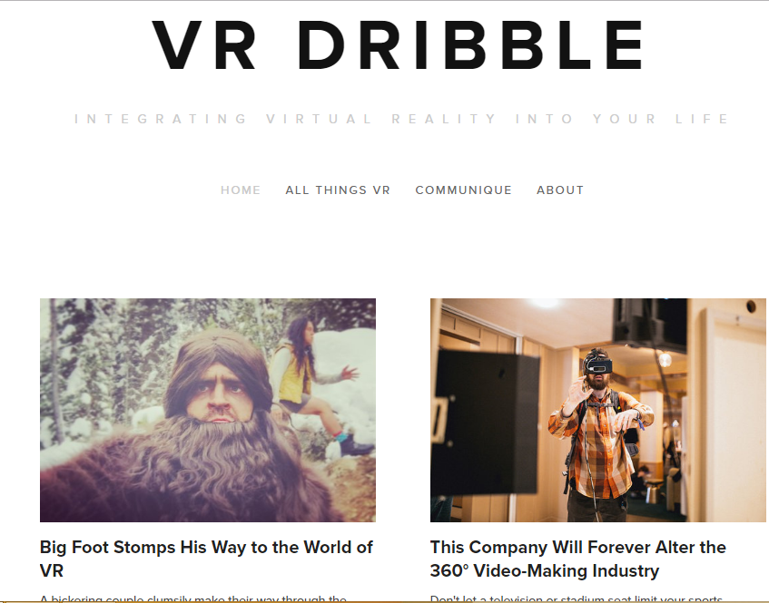 VR Dribble - Best Virtual Reality Websites
